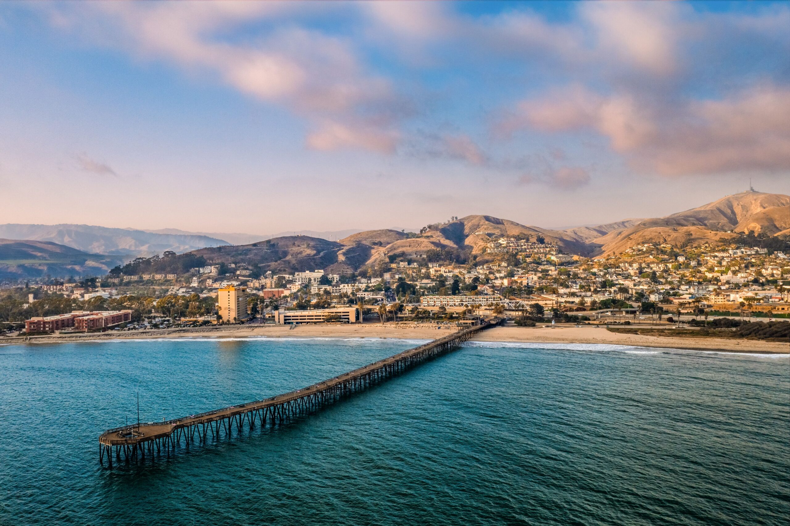Scenic view of Ventura beach across the water on a sunny day